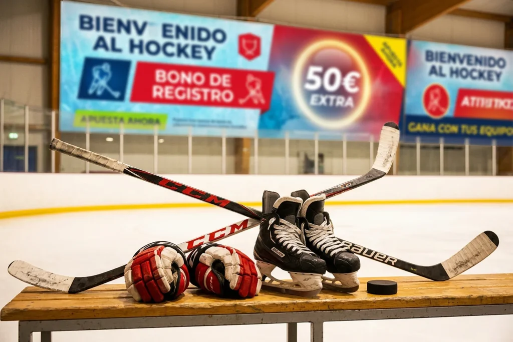 Equipamiento de hockey sobre hielo con elementos promocionales