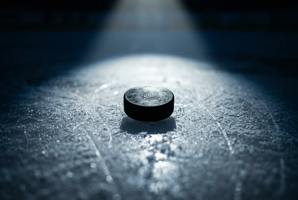 Disco de hockey con luz destacada simbolizando valor encontrado